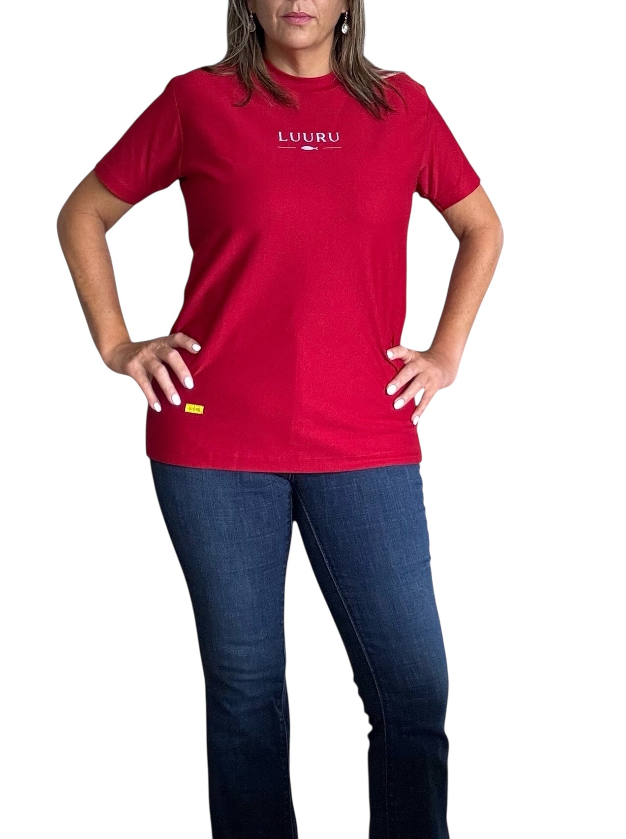 Unisex 100% Pima Cotton Tee with Minimal Fish Graphic crew-neck