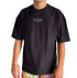 Black LUURU oversized tee with subtle blue fish graphic and logo
Camiseta negra de algodón Pima con logo LUURU y gráfico de pez pequeño