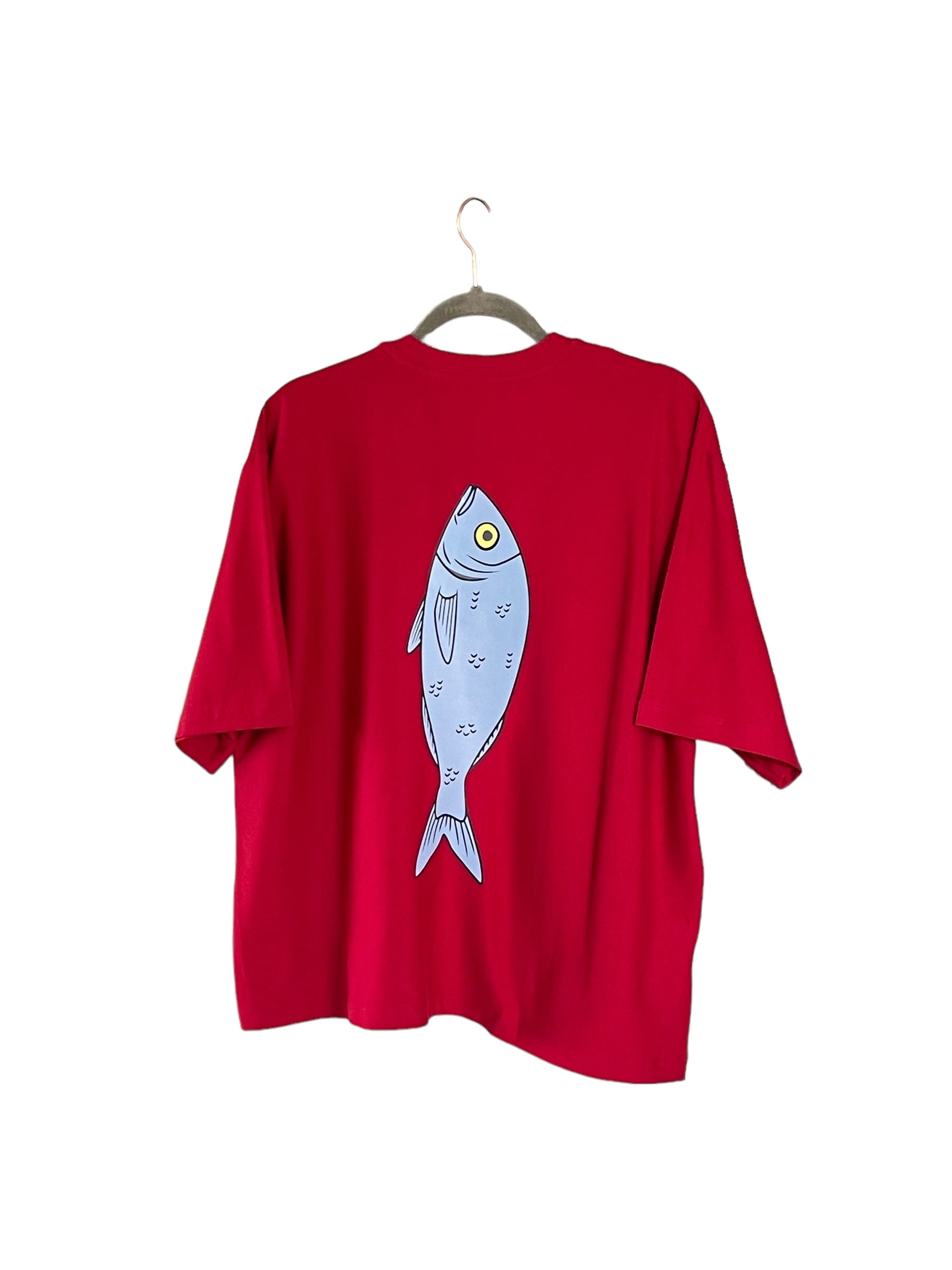 Camiseta oversize crop unisex de algodon Pima 100% con diseño de 🖋 
Oversized crop unisex t-shirt made of 100% Pima cotton with a fish design
